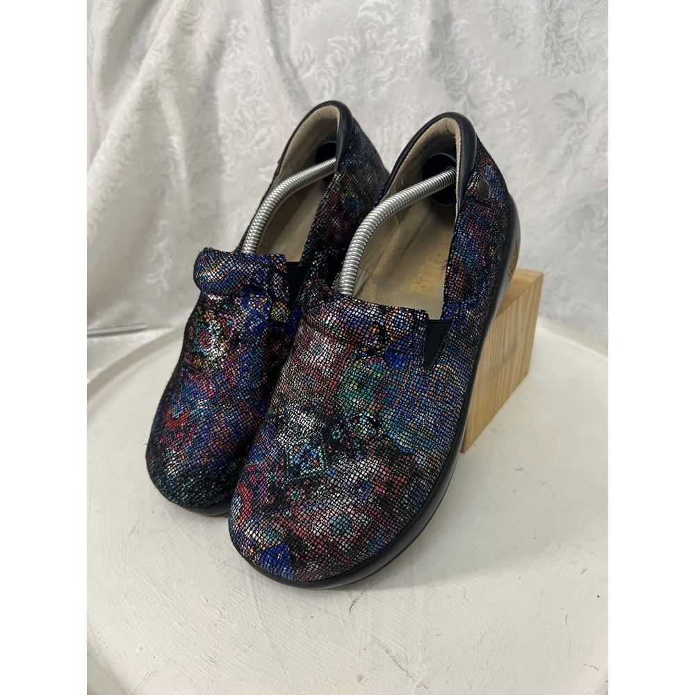 Alegria Keli Multi-Color Mosaic Leather Clogs Professional Slip On Shoes 38